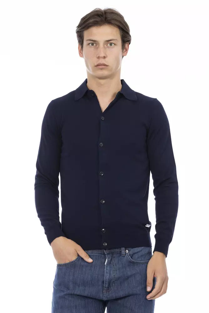 Blue Cotton Men Shirt - GlamHub Luxury and Icon Brand Clothing