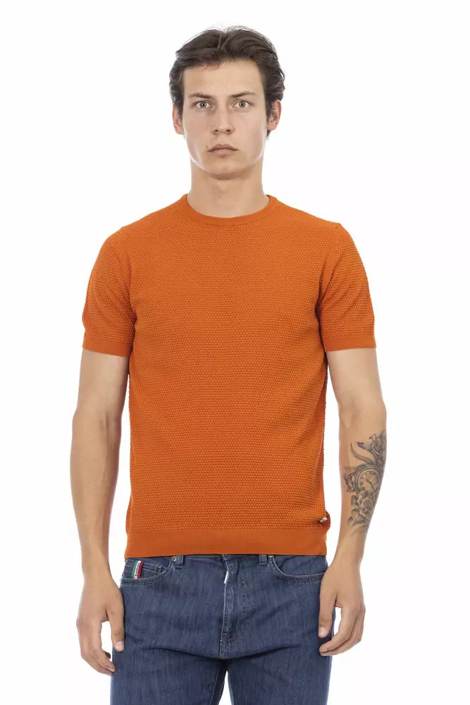 Orange Cotton Men Sweater - GlamHub Luxury and Icon Brand Clothing