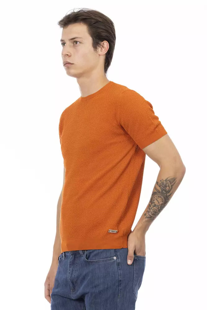 Orange Cotton Men Sweater - GlamHub Luxury and Icon Brand Clothing