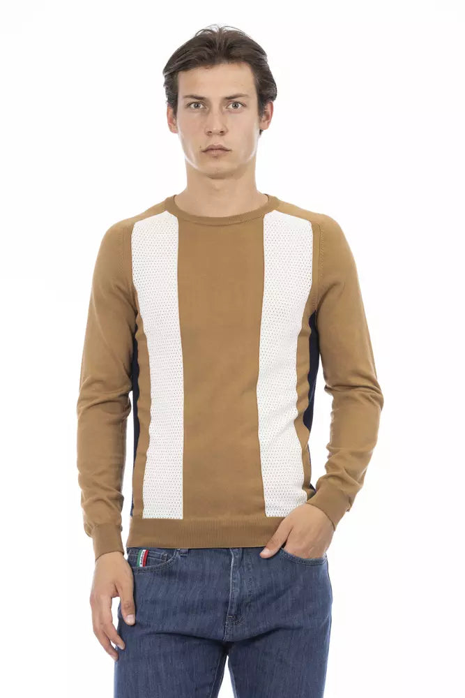 Brown Cotton Men Sweater - GlamHub Luxury and Icon Brand Clothing