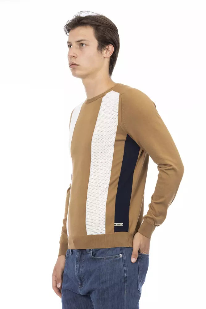 Brown Cotton Men Sweater - GlamHub Luxury and Icon Brand Clothing