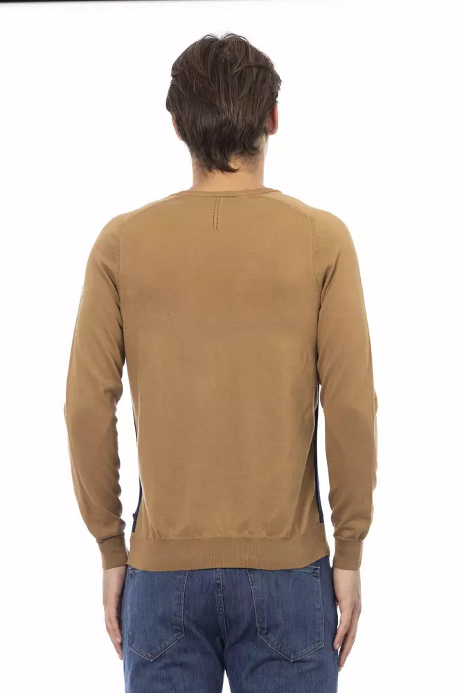 Brown Cotton Men Sweater - GlamHub Luxury and Icon Brand Clothing