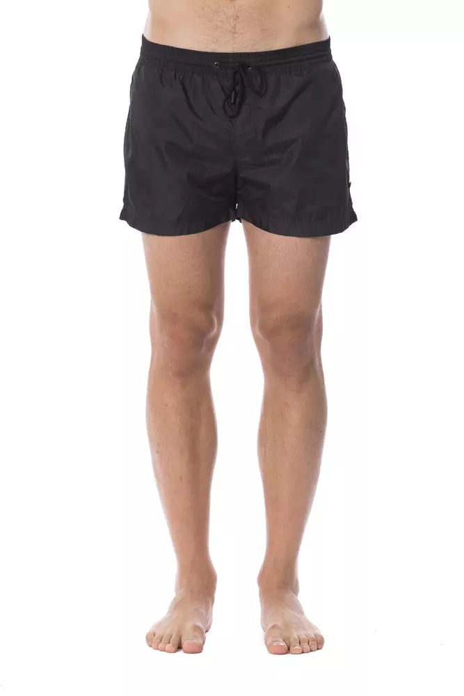 Black Polyester Men Swimwear - GlamHub Luxury and Icon Brand Clothing