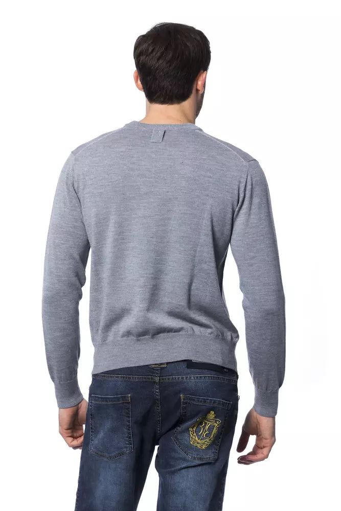 Gray Merino Wool Men Sweater - GLAMHUB BOUTIQUE 