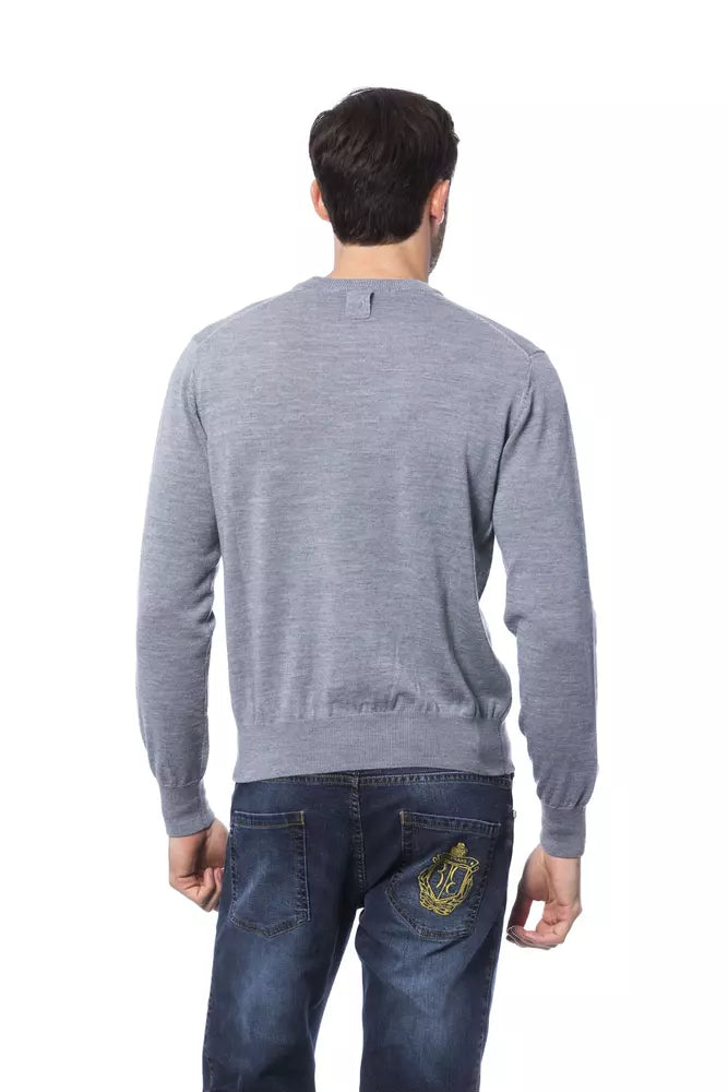 Gray Merino Men Sweater - GLAMHUB BOUTIQUE 