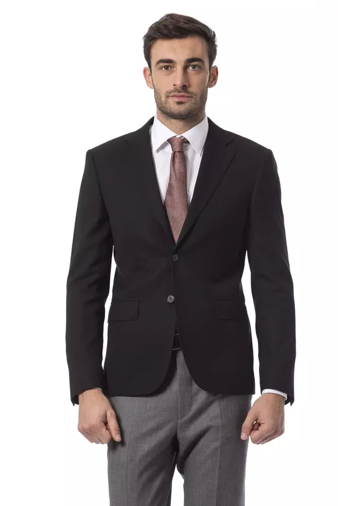 Black Wool Men's Blazer - GLAMHUB BOUTIQUE 