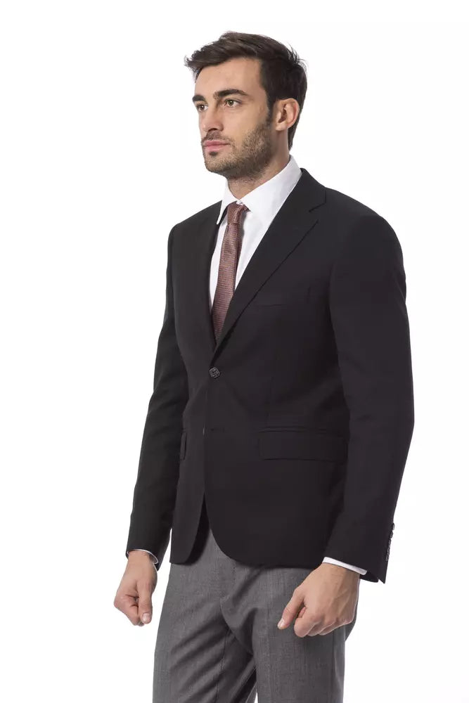 Black Wool Men's Blazer - GLAMHUB BOUTIQUE 