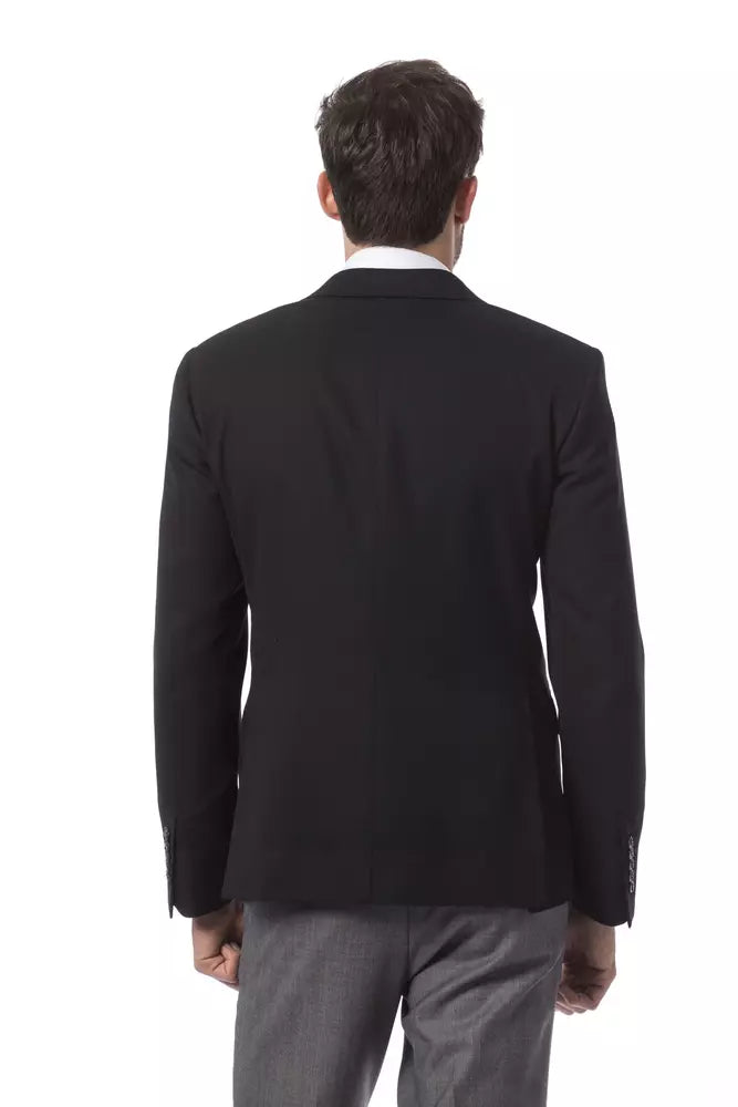 Black Wool Men's Blazer - GLAMHUB BOUTIQUE 