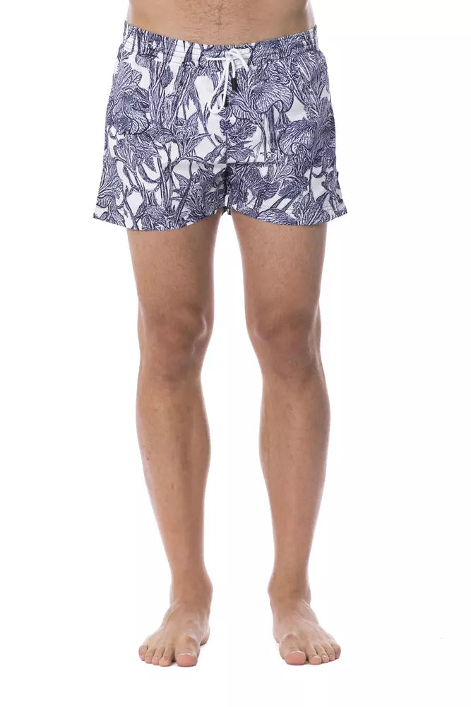 Light Blue Polyester Mens Swimwear - GlamHub Luxury and Icon Brand Clothing