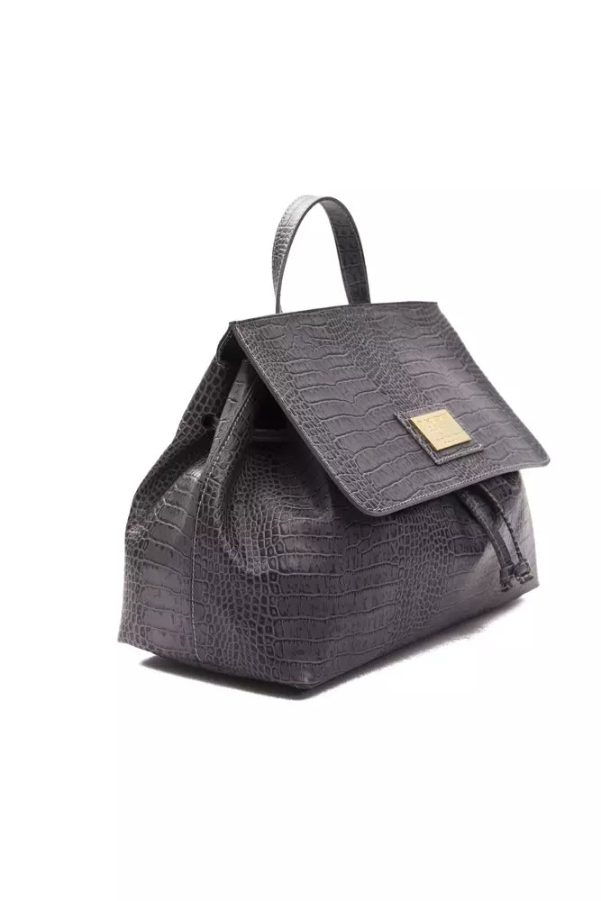 Gray Leather Women Handbag - GlamHub Luxury and Icon Brand Clothing