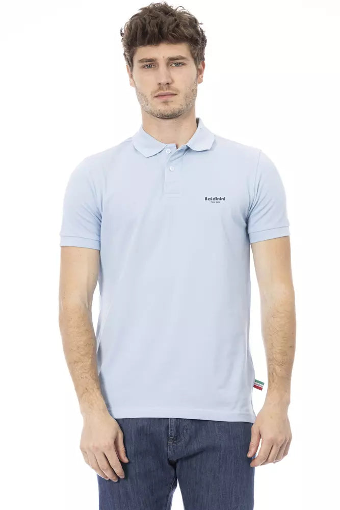 Light Blue Cotton Men Polo - GlamHub Luxury and Icon Brand Clothing