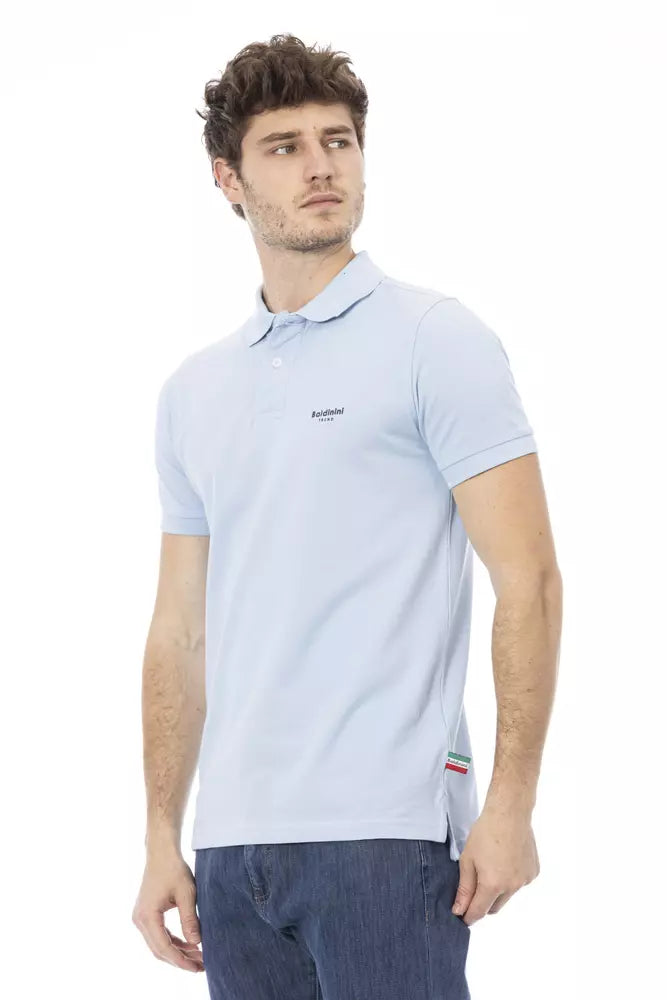 Light Blue Cotton Men Polo - GlamHub Luxury and Icon Brand Clothing