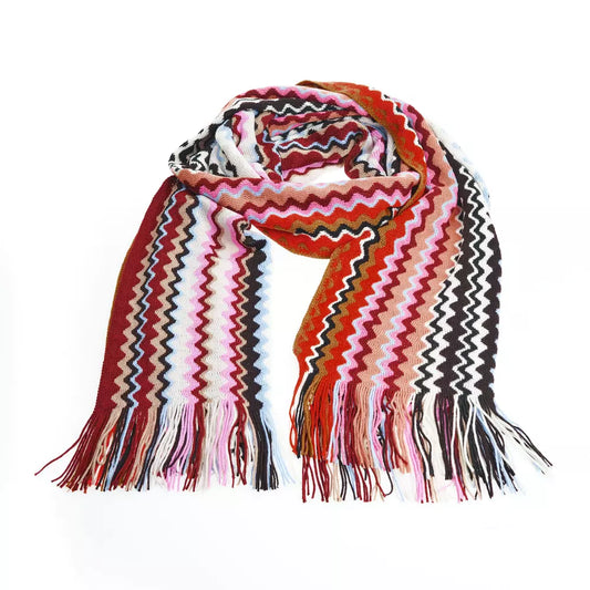 Geometric Pattern Fringed Scarf in Vibrant Tones - GlamHub Luxury and Icon Brand Clothing