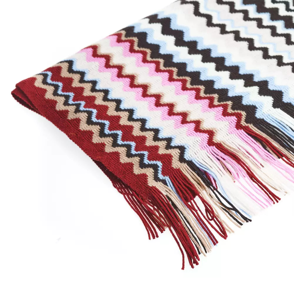 Geometric Pattern Fringed Scarf in Vibrant Tones - GlamHub Luxury and Icon Brand Clothing