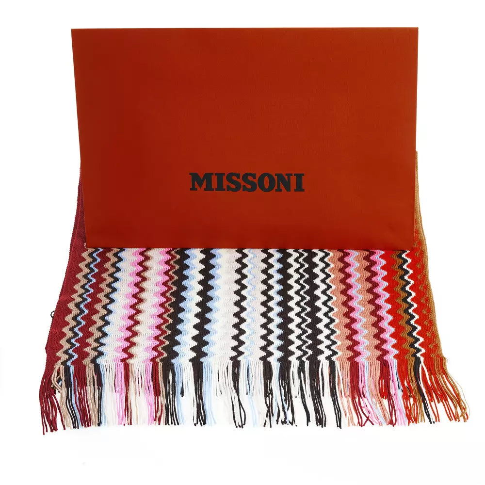 Geometric Pattern Fringed Scarf in Vibrant Tones - GlamHub Luxury and Icon Brand Clothing