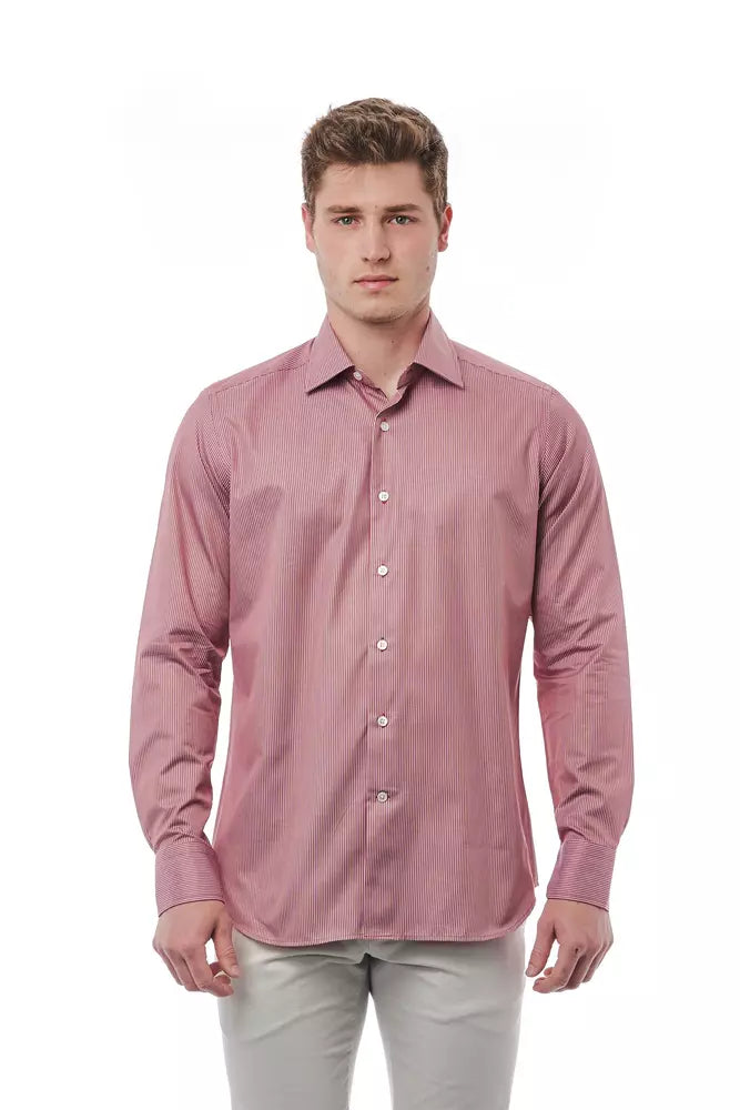 Red Cotton Men Shirt - GlamHub Luxury and Icon Brand Clothing