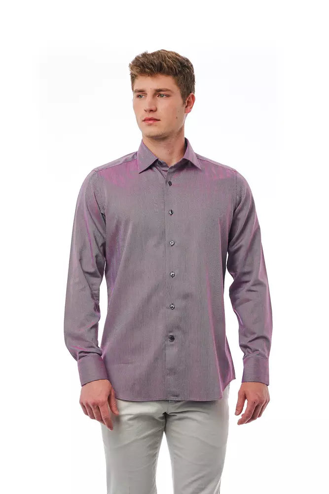 Burgundy Cotton Men Shirt - GlamHub Luxury and Icon Brand Clothing