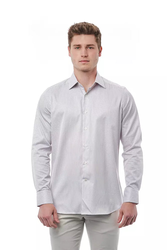 White Cotton Men Shirt - GlamHub Luxury and Icon Brand Clothing