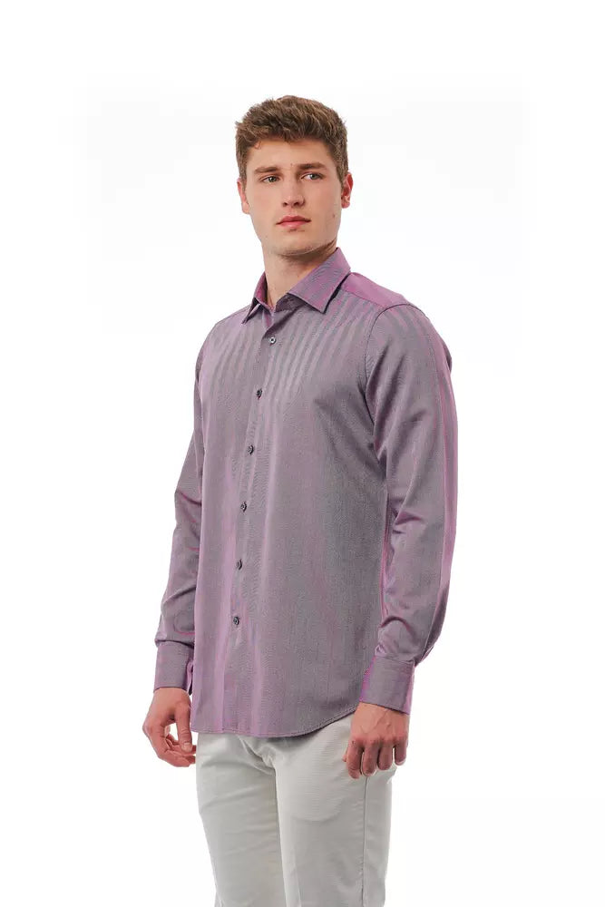 Burgundy Cotton Men Shirt - GlamHub Luxury and Icon Brand Clothing