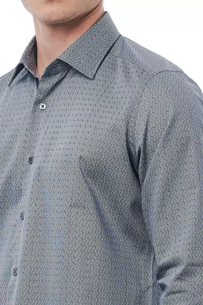 Black Cotton Men Shirt - GlamHub Luxury and Icon Brand Clothing