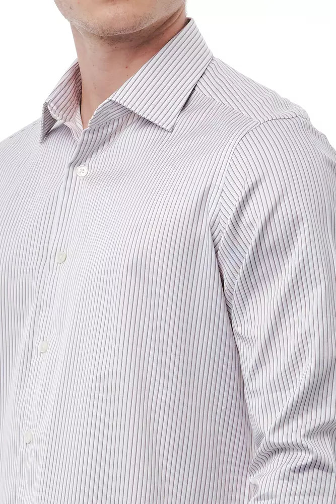 White Cotton Men Shirt - GlamHub Luxury and Icon Brand Clothing