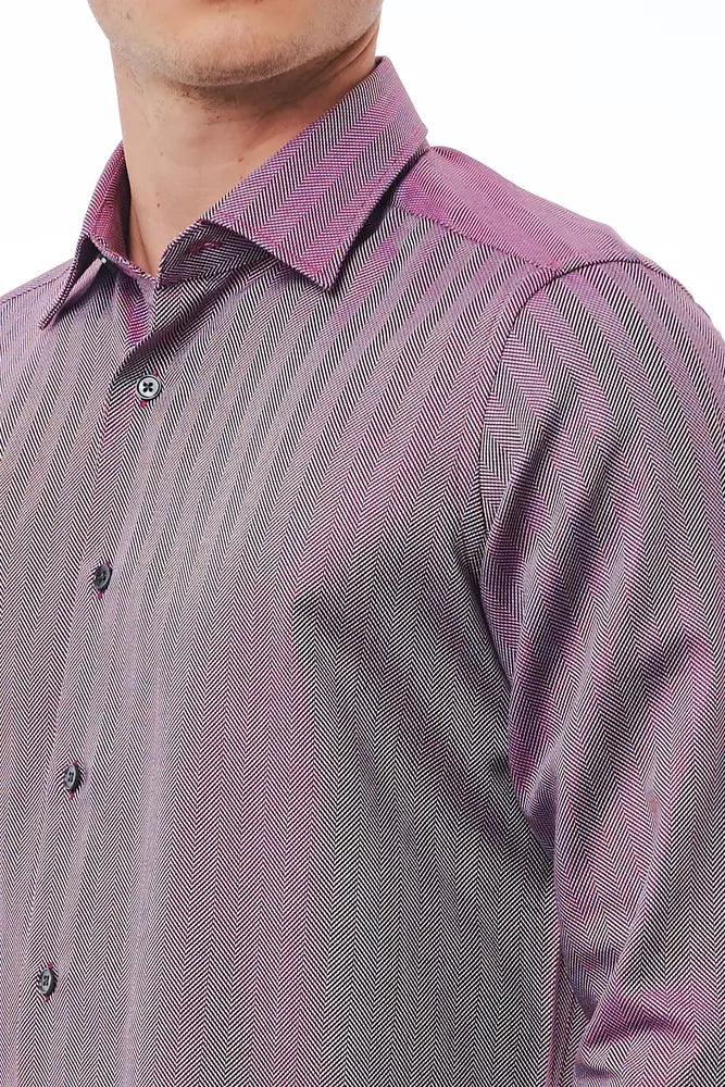 Burgundy Cotton Men Shirt - GlamHub Luxury and Icon Brand Clothing