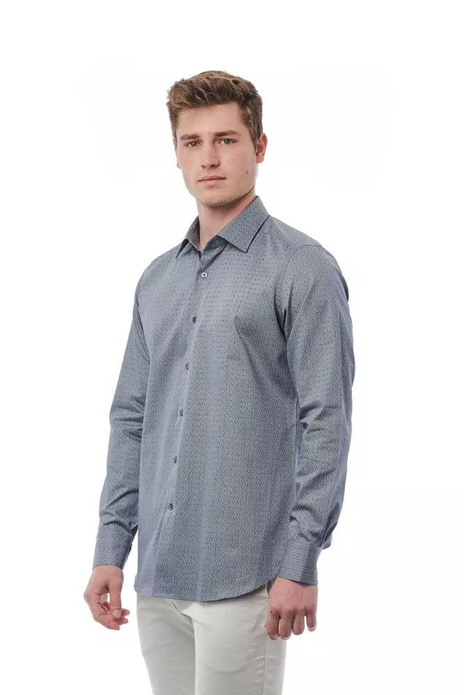 Black Cotton Men Shirt - GlamHub Luxury and Icon Brand Clothing