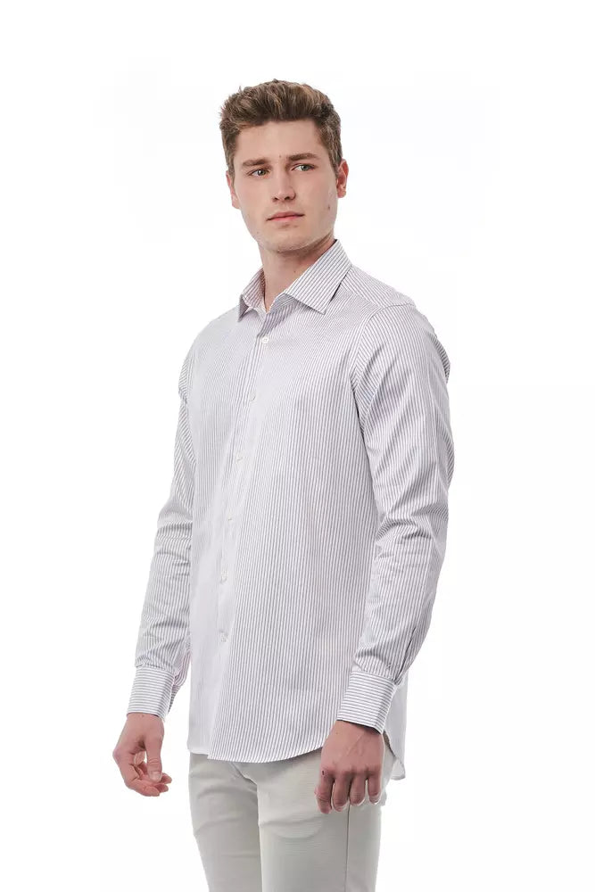 White Cotton Men Shirt - GlamHub Luxury and Icon Brand Clothing