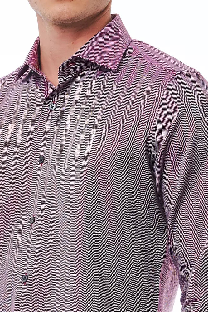 Burgundy Cotton Men Shirt - GlamHub Luxury and Icon Brand Clothing