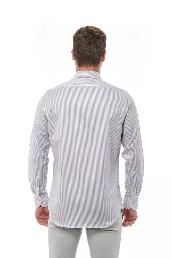 White Cotton Men Shirt - GlamHub Luxury and Icon Brand Clothing