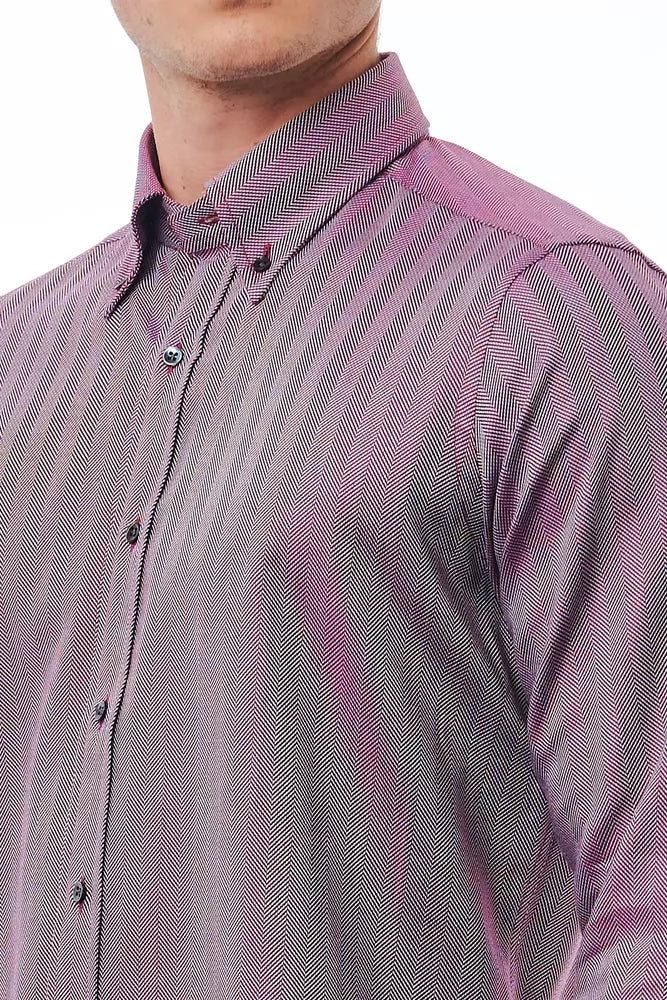 Burgundy Cotton Men Shirt - GlamHub Luxury and Icon Brand Clothing