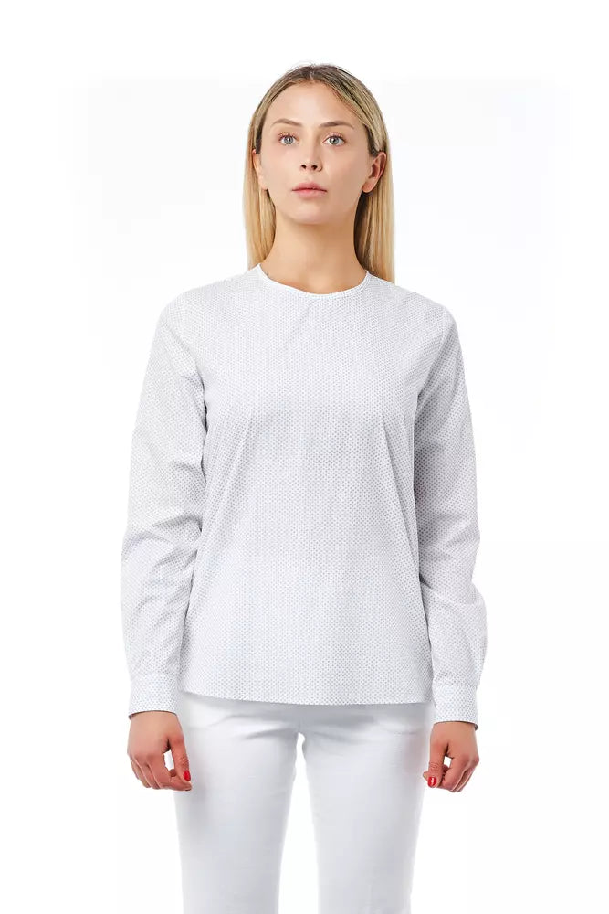 White Cotton Women Blouse - GlamHub Luxury and Icon Brand Clothing