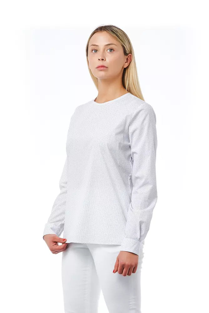 White Cotton Women Blouse - GlamHub Luxury and Icon Brand Clothing