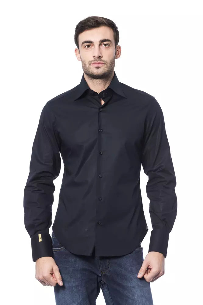 Blue Cotton Men Shirt - GLAMHUB BOUTIQUE 