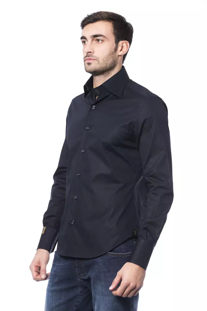 Blue Cotton Men Shirt - GLAMHUB BOUTIQUE 