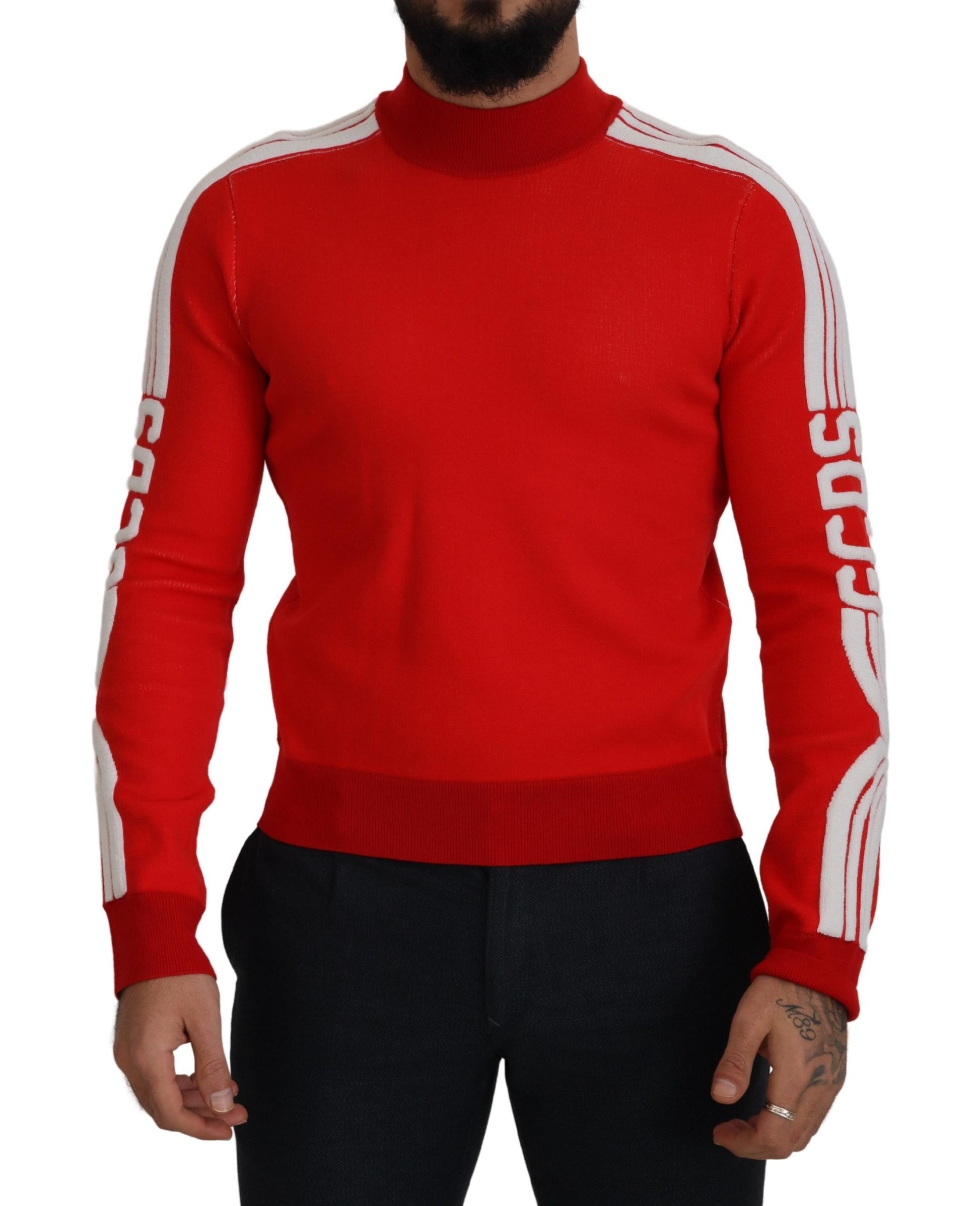 Elegant Red Pullover Sweater for Men - GlamHub Luxury and Icon Brand Clothing