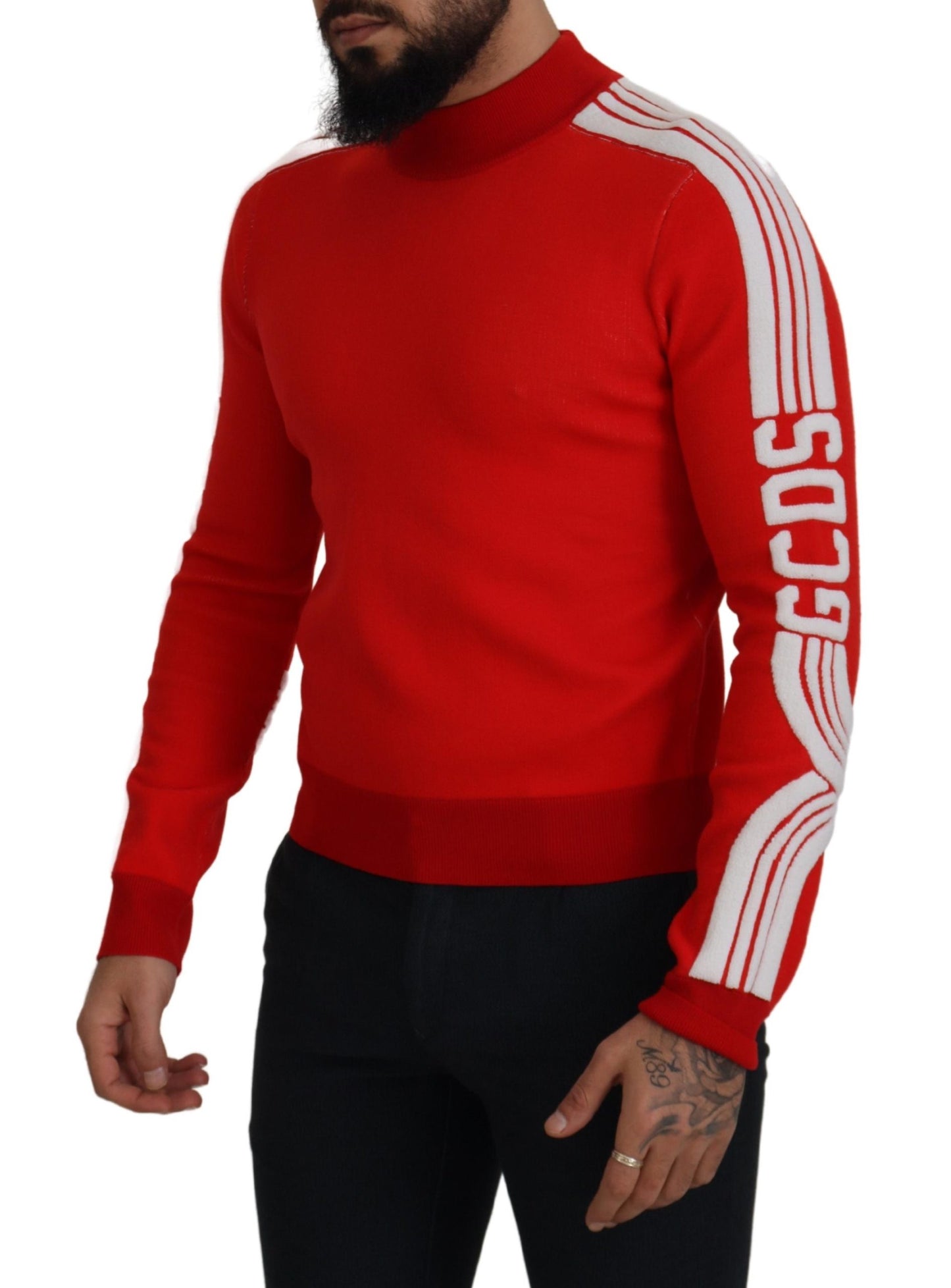 Elegant Red Pullover Sweater for Men - GlamHub Luxury and Icon Brand Clothing