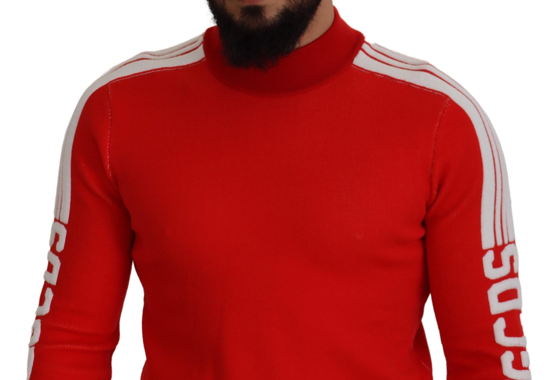 Elegant Red Pullover Sweater for Men - GlamHub Luxury and Icon Brand Clothing