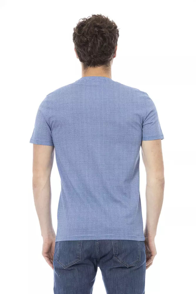 Light Blue Cotton Men T-Shirt - GlamHub Luxury and Icon Brand Clothing