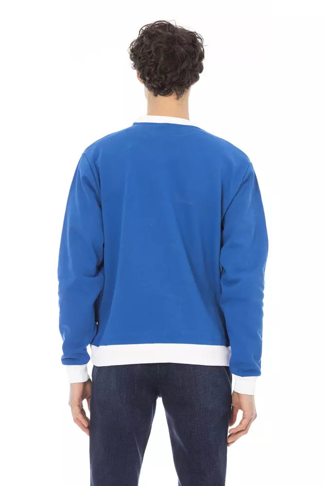 Blue Cotton Men Sweater - GlamHub Luxury and Icon Brand Clothing