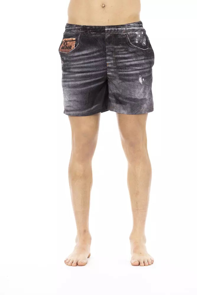 Black Polyester Men's Swim Short - GLAMHUB BOUTIQUE 