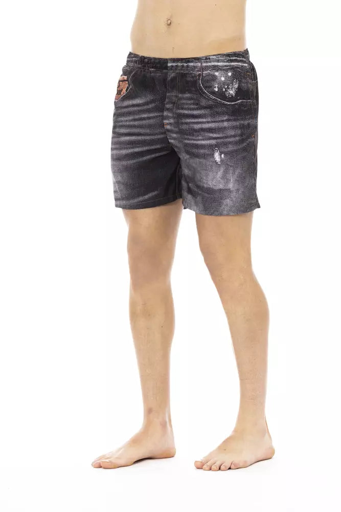 Black Polyester Men's Swim Short - GLAMHUB BOUTIQUE 