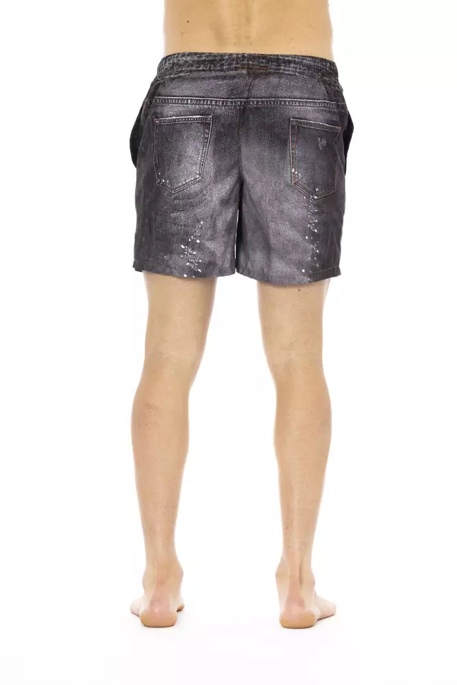 Black Polyester Men's Swim Short - GLAMHUB BOUTIQUE 