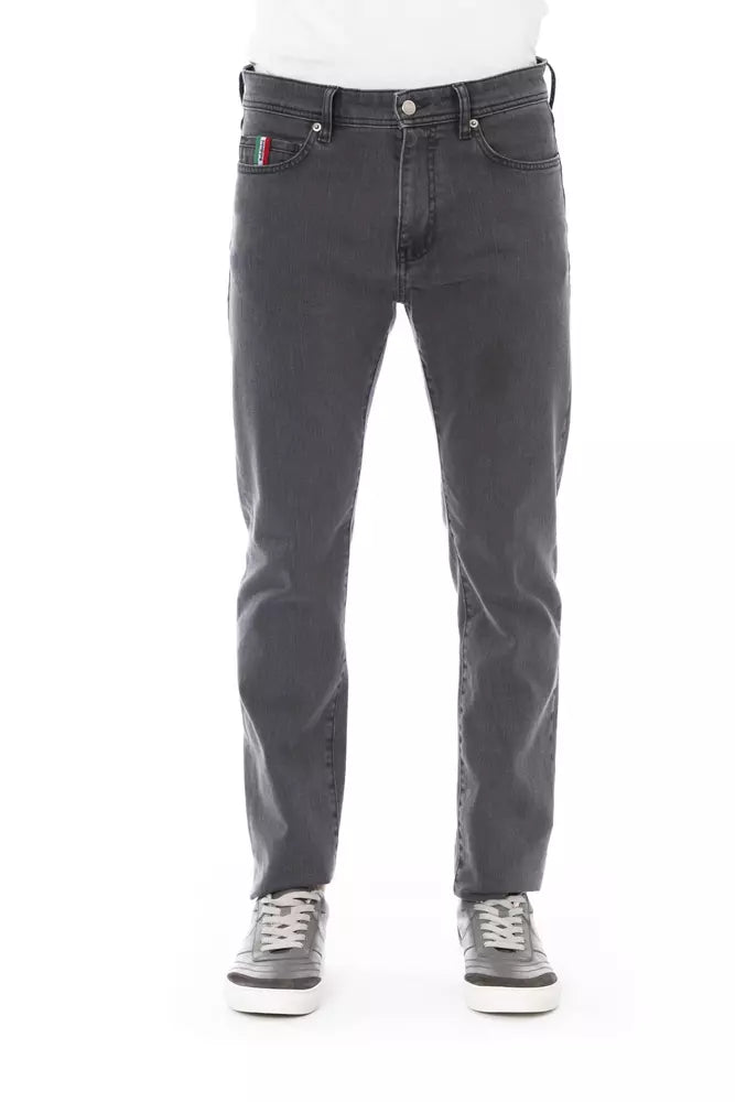 Gray Cotton Men Jeans - GlamHub Luxury and Icon Brand Clothing