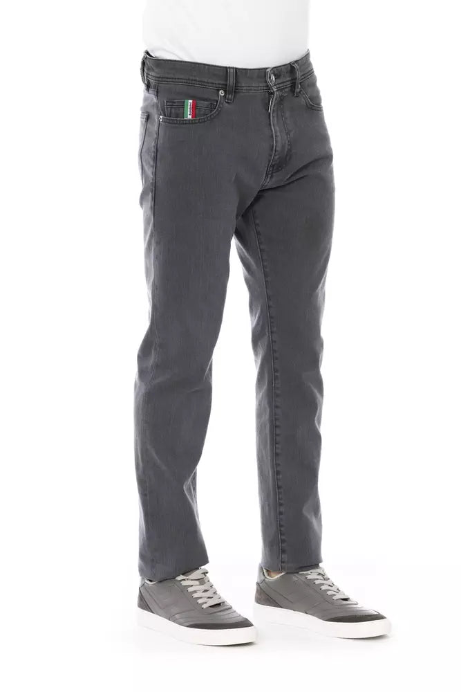 Gray Cotton Men Jeans - GlamHub Luxury and Icon Brand Clothing