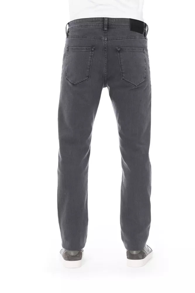 Gray Cotton Men Jeans - GlamHub Luxury and Icon Brand Clothing