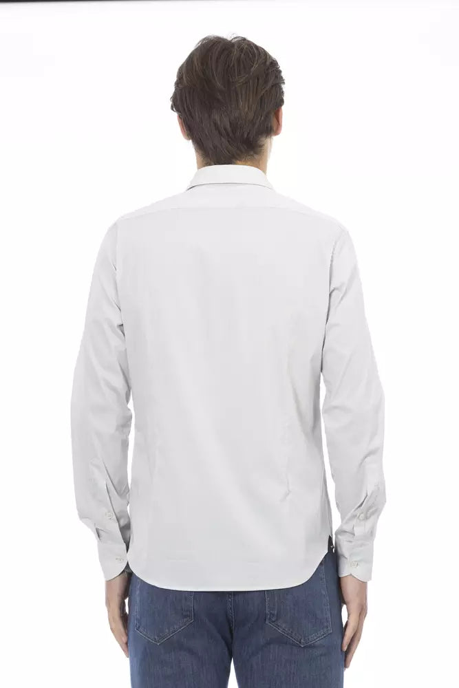 Gray Cotton Men Shirt - GlamHub Luxury and Icon Brand Clothing