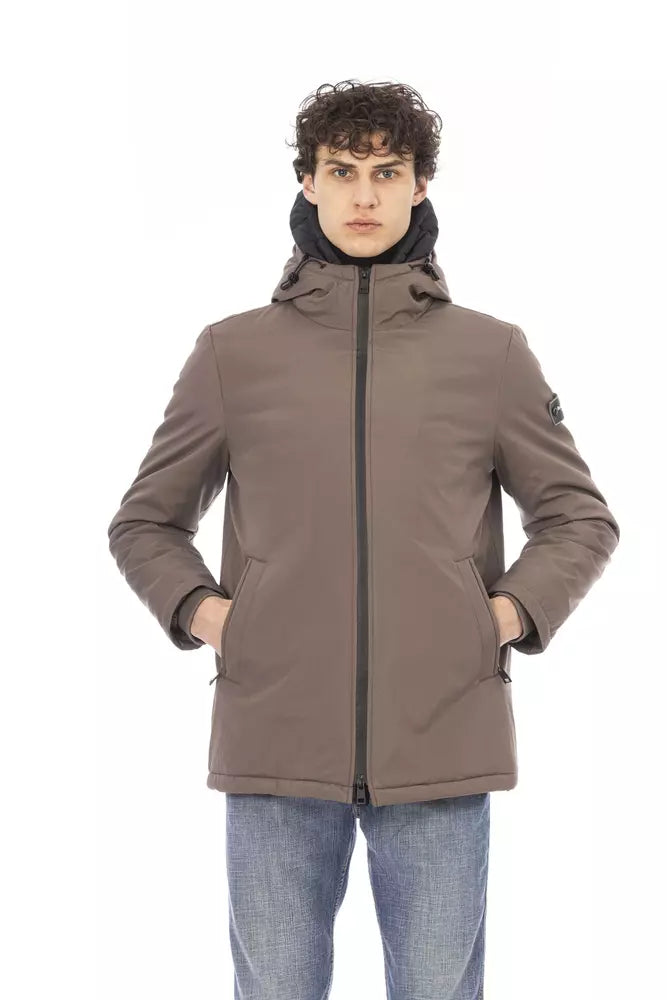 Beige Polyester Men Jacket - GlamHub Luxury and Icon Brand Clothing