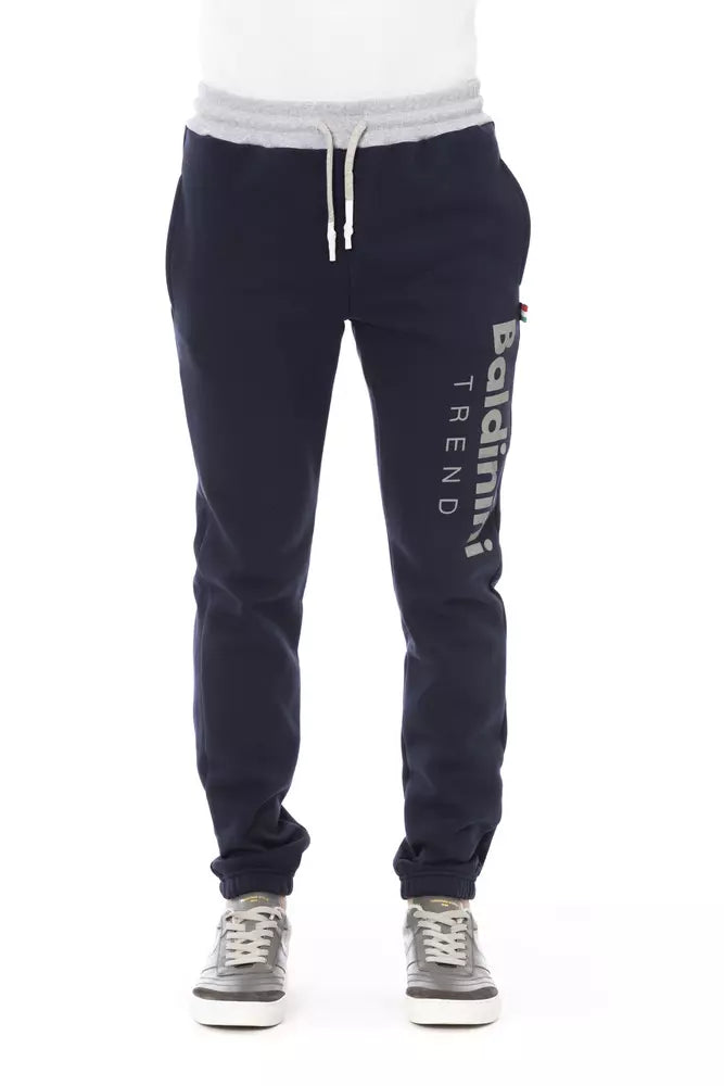 Blue Cotton Men Sport Pant - GlamHub Luxury and Icon Brand Clothing