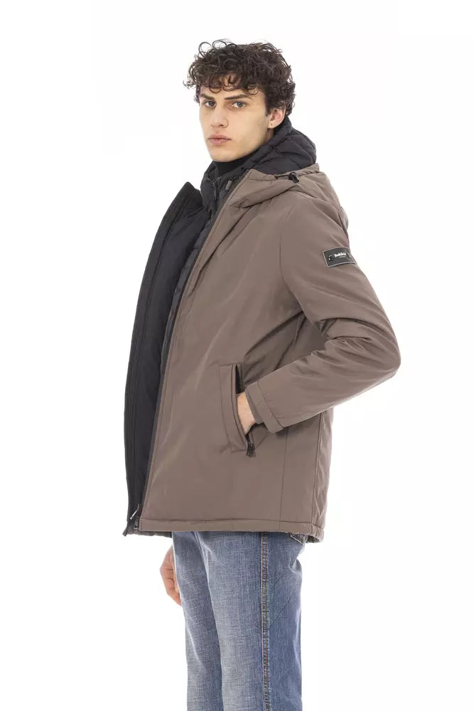 Beige Polyester Men Jacket - GlamHub Luxury and Icon Brand Clothing